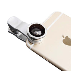 Universal Clip-On 3-in-1 Phone Camera Lens Kit – Wide Angle + 180° Fisheye + Macro Lenses for iPhone & Android – Portable Smartphone Lens Set for Travel, Selfies & Close-Up Shots
