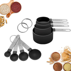 8-Piece Stainless Steel Measuring Cups & Spoons Set – Precise Dry & Liquid Measurements with Engraved Handles, Nesting Design & Organized Storage for Baking & Cooking