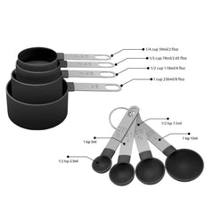 8-Piece Stainless Steel Measuring Cups & Spoons Set – Precise Dry & Liquid Measurements with Engraved Handles, Nesting Design & Organized Storage for Baking & Cooking