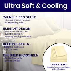 6-Piece: 2200 Series Egyptian Softness Microfiber Sheets – Ultra Soft, Cooling & Deep Pocket