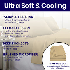 6-Piece: 2200 Series Egyptian Softness Microfiber Sheets – Ultra Soft, Cooling & Deep Pocket