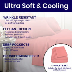 6-Piece: 2200 Series Egyptian Softness Microfiber Sheets – Ultra Soft, Cooling & Deep Pocket