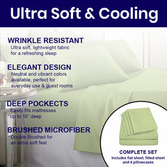 6-Piece: 2200 Series Egyptian Softness Microfiber Sheets – Ultra Soft, Cooling & Deep Pocket