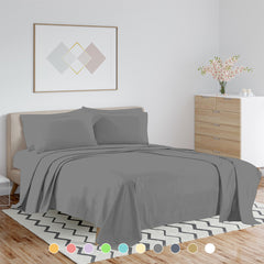 1800 TC Queen Bamboo Blend Sheets – Double Brushed, Light Colors, Cozy & Cool
