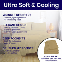 Full Size Bed Sheet Set – 1800 TC Bamboo Blend, Double Brushed, Super Soft & Cooling, Deep Pocket Bedding