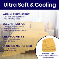 Full Size Bed Sheet Set – 1800 TC Bamboo Blend, Double Brushed, Super Soft & Cooling, Deep Pocket Bedding