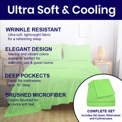 Full Size Bed Sheet Set – 1800 TC Bamboo Blend, Double Brushed, Super Soft & Cooling, Deep Pocket Bedding