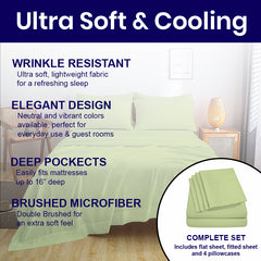 Full Size Bed Sheet Set – 1800 TC Bamboo Blend, Double Brushed, Super Soft & Cooling, Deep Pocket Bedding