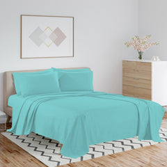 1800 TC Queen Bamboo Blend Sheets – Double Brushed, Light Colors, Cozy & Cool