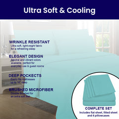 1800 TC King & California King Bamboo Sheets – Double Brushed, Soft, Breathable & Durable