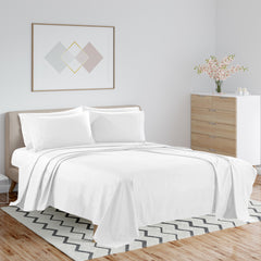 1800 TC Queen Bamboo Blend Sheets – Double Brushed, Light Colors, Cozy & Cool