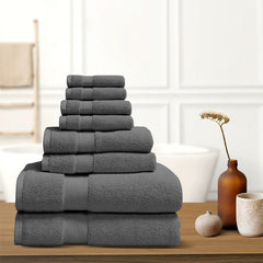 8-Piece 100% Cotton Towel Set – Ultra-Soft, Absorbent & Fade-Resistant Bath Towels | Includes Bath, Hand & Wash Towels – Hotel Spa Quality for Home, Dorm, or Guest Use