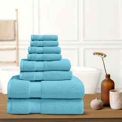 8-Piece 100% Cotton Towel Set – Ultra-Soft, Absorbent & Fade-Resistant Bath Towels | Includes Bath, Hand & Wash Towels – Hotel Spa Quality for Home, Dorm, or Guest Use