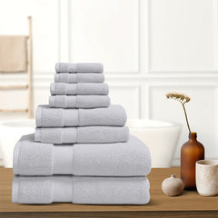 8-Piece 100% Cotton Towel Set – Ultra-Soft, Absorbent & Fade-Resistant Bath Towels | Includes Bath, Hand & Wash Towels – Hotel Spa Quality for Home, Dorm, or Guest Use