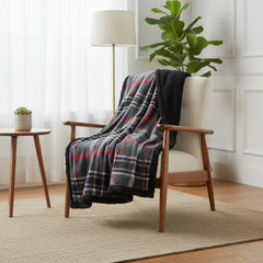 Midnight Plaid Sherpa Throw Blanket 50 x 60 Inches – Cozy Fleece & Ultra-Soft Sherpa Reversible Blanket for Couch, Sofa, Bed & Chilly Nights