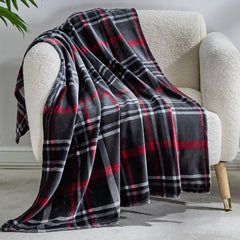 Home Décor Midnight Plaid Throw Blanket 50 x 60 Inches – Cozy Fleece Blanket for Couch, Sofa & Bed – Soft Decorative Throw for Chilly Nights