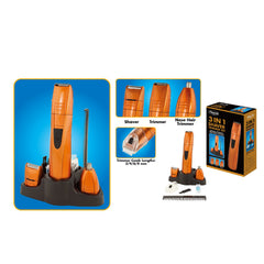3-in-1 Shaver & Trimmer Set – Copper Finish – Cordless Micro Shaver, Beard, Mustache & Nose Hair Trimmer for Men – Precision Grooming Kit