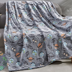 Glow In The Dark Fleece Blanket – Ultra Soft Micro Plush 50" x 60" Throw for Kids, Teens & Bedrooms – Lightweight, Cozy, Machine Washable Blanket for Bed, Couch & Dorm