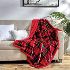 Classic Red Plaid Throw Blanket – Lightweight Soft Polyester Throw for Couch, Sofa & Bed, Cozy Decorative Blanket for Living Room, Bedroom & Travel, 50 x 60 Inches