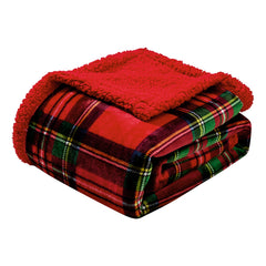 Classic Red Plaid Throw Blanket – Lightweight Soft Polyester Throw for Couch, Sofa & Bed, Cozy Decorative Blanket for Living Room, Bedroom & Travel, 50 x 60 Inches