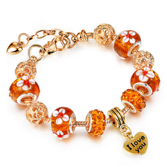 Gold Charm Bracelet for Women – Heart, Smile & Rhinestone Beaded Bracelet – Gold Plated Charm Jewelry Gift for Girls, Mom, Wife, Girlfriend (Multiple Styles)