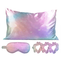 5-Piece Satin Sleep Set – Pillowcase, Eye Mask & 3 Scrunchies – Silky Soft for Skin & Hair, Frizz Control, Beauty Sleep Essential – Anti-Breakage & Light Blocking