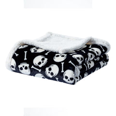 Skull & Bones Halloween Sherpa Throw Blanket – Ultra Soft 50" x 60" Micro Plush Blanket for Couch, Bed & Dorm – Cozy, Lightweight, All-Season Warmth, Machine Washable