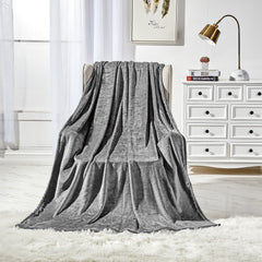 Fleece Throw Blanket 50 x 60 Inches – Ash Grey Luxury Microfiber Blanket, Anti-Static Soft & Fuzzy All-Season Throw for Couch, Sofa & Bed