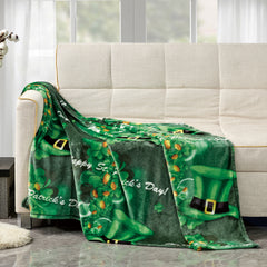St. Patrick’s Day Micro Plush Throw Blanket – Ultra Soft Lightweight Couch Blanket, Festive Shamrock Design, Cozy Decorative Throw 50” x 70”