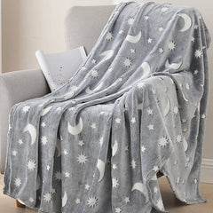 Glow In The Dark Fleece Blanket – Ultra Soft Micro Plush 50" x 60" Throw for Kids, Teens & Bedrooms – Lightweight, Cozy, Machine Washable Blanket for Bed, Couch & Dorm