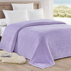 Oversized Ribbed Corduroy Plush Blanket – Reversible Striata Lined All-Season Cozy Throw for Bed & Couch, 100% Polyester, Queen or King