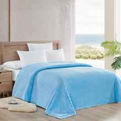 Oversized Ribbed Corduroy Plush Blanket – Reversible Striata Lined All-Season Cozy Throw for Bed & Couch, 100% Polyester, Queen or King
