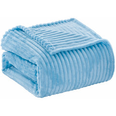Oversized Ribbed Corduroy Plush Blanket – Reversible Striata Lined All-Season Cozy Throw for Bed & Couch, 100% Polyester, Queen or King
