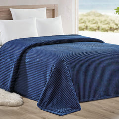 Oversized Ribbed Corduroy Plush Blanket – Reversible Striata Lined All-Season Cozy Throw for Bed & Couch, 100% Polyester, Queen or King