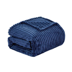 Oversized Ribbed Corduroy Plush Blanket – Reversible Striata Lined All-Season Cozy Throw for Bed & Couch, 100% Polyester, Queen or King