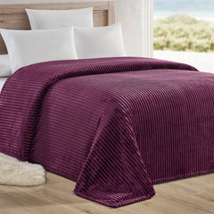 Oversized Ribbed Corduroy Plush Blanket – Reversible Striata Lined All-Season Cozy Throw for Bed & Couch, 100% Polyester, Queen or King