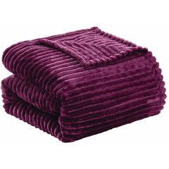 Oversized Ribbed Corduroy Plush Blanket – Reversible Striata Lined All-Season Cozy Throw for Bed & Couch, 100% Polyester, Queen or King