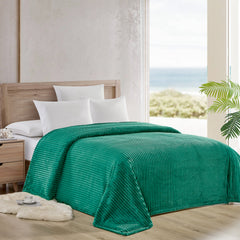 Oversized Ribbed Corduroy Plush Blanket – Reversible Striata Lined All-Season Cozy Throw for Bed & Couch, 100% Polyester, Queen or King