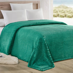 Oversized Ribbed Corduroy Plush Blanket – Reversible Striata Lined All-Season Cozy Throw for Bed & Couch, 100% Polyester, Queen or King