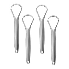 4-Pack Stainless Steel Tongue Scraper Cleaner – Reusable Tongue Cleaner for Fresh Breath & Oral Hygiene – Durable Metal Tongue Scrapers with Ergonomic Grip