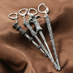 Magic Wand Keychain – Fantasy Inspired Wand Keyring Collectible for Fans – Metal Wand Accessory for Bags, Keys & Cosplay (Multiple Styles)