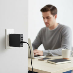40W USB Wall Charger 4-Port Charging Station – Fast Multi USB Charger Block for iPhone, Android, Tablets & Devices – Foldable Plug Travel Charger