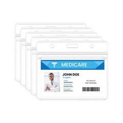 5-Pack Waterproof Clear Card Holder Sleeves – Resealable 4 x 3 Inch ID and Immunization Record Protectors with Lanyard Slots, Durable Transparent Pouches for Badges, Health Cards and Events