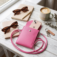 Crossbody Cell Phone Bag for Women – Slim PU Leather Phone Wallet Purse with Magnetic Snap Closure, Detachable Shoulder Strap, Small Travel Crossbody Bag for Cards, Cash & Essentials