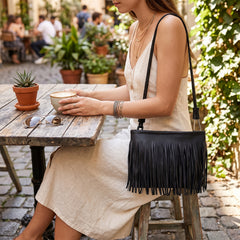 Women's Fringe Crossbody Bag – PU Leather Shoulder Purse with Adjustable Strap, Boho Tassel Messenger Bag for Everyday, Festivals, Travel & Casual Wear