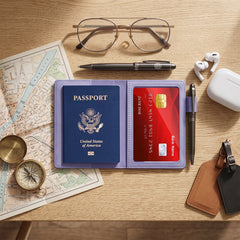 RFID Passport Holder Wallet with Credit Card Slots – PU Leather Travel Passport Organizer for Passport, Credit Cards, Boarding Passes & Travel Documents, Slim Travel Wallet