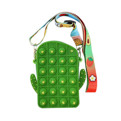 Kids Pop-It Bubble Fidget Crossbody Bag – Silicone Unicorn & Fruit Shoulder Purse with Zipper Pocket, Sensory Push Pop Toy Handbag for Girls, Small Accessories & Travel
