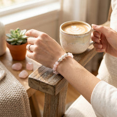 White Lava Stone Diffuser Bracelet with 2 Random Essential Oils – Aromatherapy Bead Bracelet with Dumbbell Charm – Stretch Essential Oil Jewelry for Men & Women