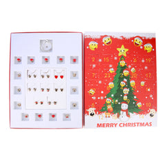 Emoji Jewelry Advent Calendar – Christmas Countdown Gift with 15 Charm Bracelet Pieces & 8 Pairs of Earrings – Fun Holiday Jewelry Set for Girls & Teens