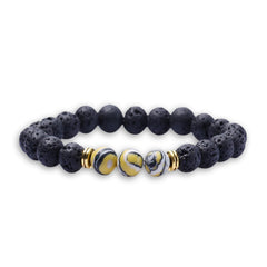Lava Stone Diffuser Bracelet with 2 Random Essential Oils – Aromatherapy Bead Bracelet for Men & Women – Stretch Essential Oil Jewelry (Golden Jade, Rainbow, Hematite)